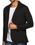 COOFANDY Mens Casual Slim Fit Blazer 3 Button Suit Sport Coat Lightweight Jacket,Black,Large