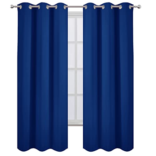 Image of LEMOMO Blackout Curtains 38 x 84 inch /Royal Blue Curtains Set of 2 Panels /Thermal Insulated Room Darkening Bedroom Curtains