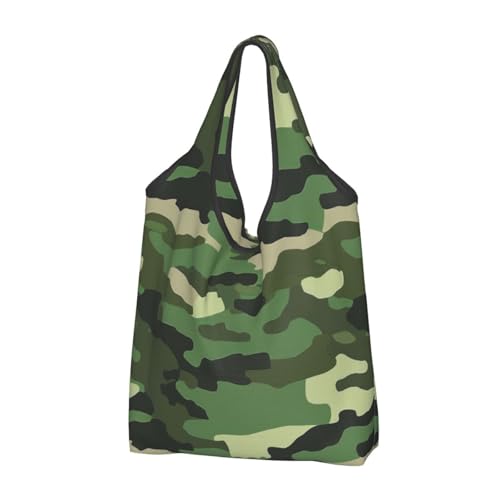 Sac réutilisable camouflage vert pour vos courses au marché et sorties nature