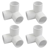 Piutouyar 4 Pcs 3/4' Elbow PVC Pipe Fitting, 3 Way Furniture Grade Pipe Connector PVC Elbow Fitting Pipe Corner Connector for DIY Shelf Garden Support Structure