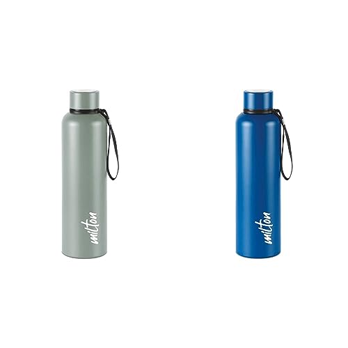 Image of Milton Aura 1000 Thermosteel Bottle, 1.05 Litre, Grey & Milton Aura 1000 Thermosteel Bottle, 1.05 Litre, Dark Blue