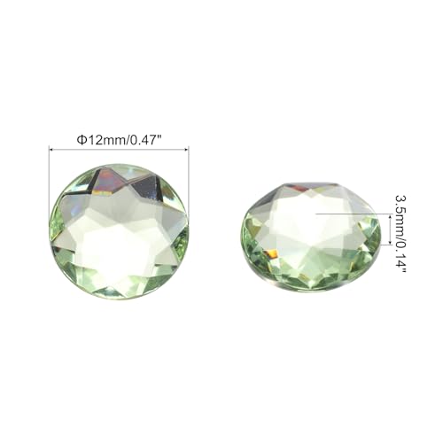 Image of MECCANIXITY Flat Back Round Acrylic Rhinestones,12mm Light Green Flatback Crystal Rhinestones for Crafts Clothes Shoes DIY Decoration Gifts 50Pcs
