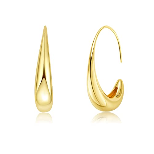 Wskfly Lightweight Teardrop Hoop Earrings For Women 18K White Gold/Gold Plated Large Oval Hoop Earrings For Teen Girls High Polished Statement Hoop Earrings Jewelry Gifts (Gold) #TOP6