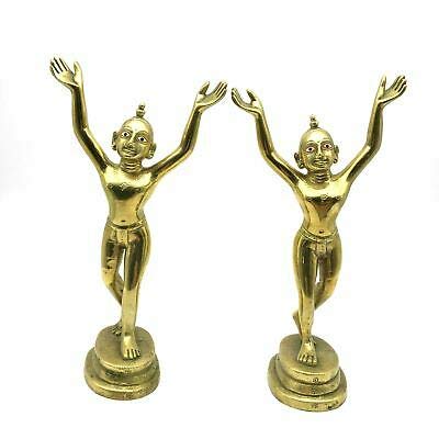 Aashita Creations Astadhatu Made Shri Nitai Gaur Idol/Nitai Gaur Brass Idol/Chaitanya & Nityanand Mahaprabhu Brass Idol (10 cm)