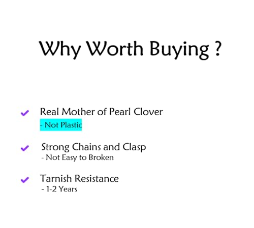 Genuine Mother of Pearl Four Leaf Clover Bracelet, 18K Gold Plated Dainty Jewelry, Lucky Charm Gift for Women (Pearl White/Ocean Blue/Sweet Lilac)4