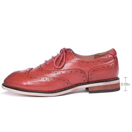 Image of Mona flying Women's Leather Perforated Lace-up Oxford Brogue Wingtip Shoes