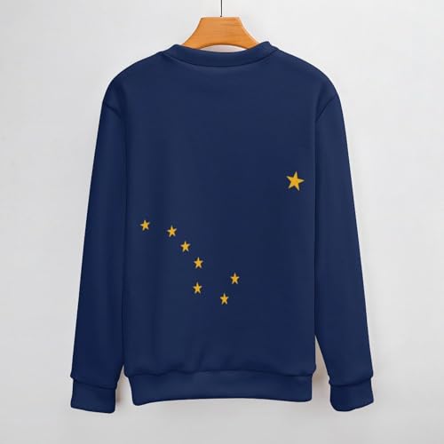 Alaska State Flag Men's Crewneck Sweater Casual Pullover Lightweight Long Sleeve Sweaters3