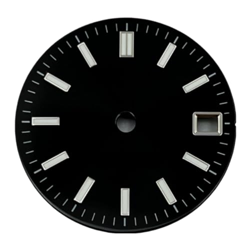 NH35 29mm 腕時計文字盤 3時の日付表示窓 グリーン発光 自動巻きムーブメント 1個(Black)