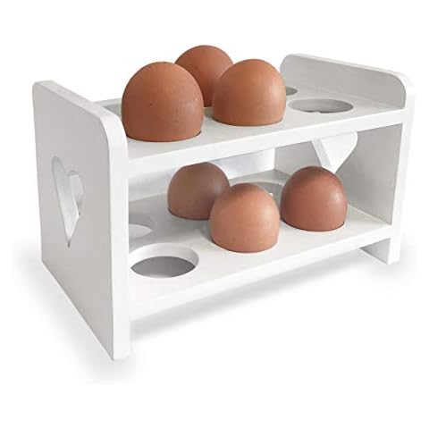 White Wooden Egg Rack for 12 Eggs Cover
