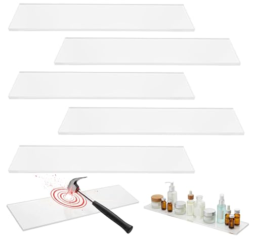 5-Pack 13-Inch Medicine Cabinet Shelves Clear Acrylic Medicine Cabinet Shelf Replacement Shatterproof 13 Long Bathroom Shelves Durable Glass Alternative Set of 5