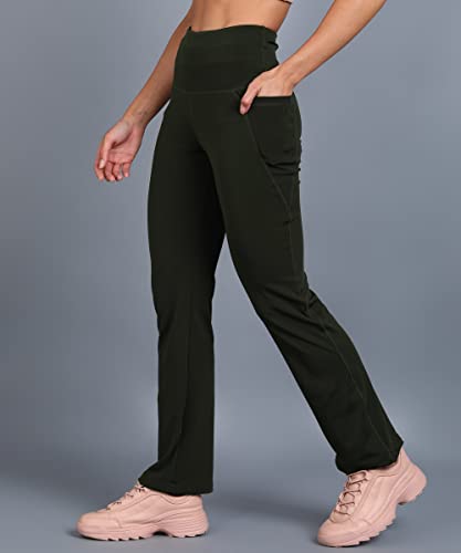 Image of Rock Paper Scissors Premium Flare Gym Pants High Waist Stretchable Flared Leggings with Pockets Gym wear /Active Wear Tights Yoga Pants Womens Workout Tights Gym Tight Black