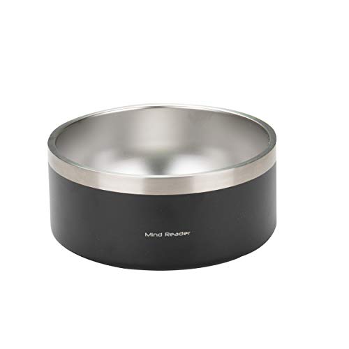 Mind Reader Cuenco antideslizante de acero inoxidable de gran capacidad para perros, 8 tazas, 64 onzas, color negro