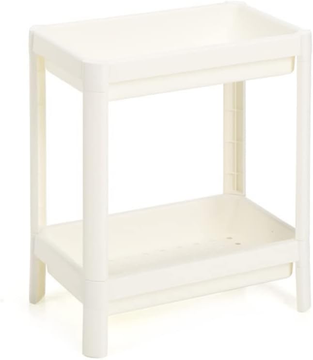 AMERTEER 2-Layer Kitchen Organizer Storage Rack, Plastic Countertop Spice Rack, Pantry & Bathroom Shelf, Under Sink Organizer, Small Space-Saving Double Layer Rack for Jars, Bottles & Condiments