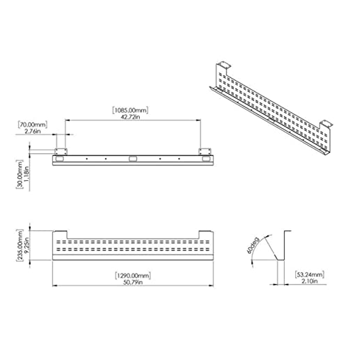 Image of Stand Up Desk Store Under Desk Cable Management Tray Black Horizontal Computer Cord Raceway and Modesty Panel (White, 51 inch)