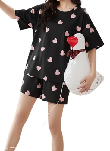 Image of SMOWKLY Women Korean Shorts Pajama Set |Summer Night Top & Shorts Dress |Cotton Blend Nightwear Set Top & Shorts Sleepwear Lounge Wear Soft Comfortable Night Suit Ladies | Co-Ord Home Wear Set