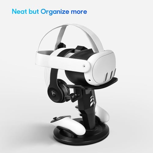Image of TechKen VR Charging Dock for Meta Quest 3S /Quest 3 /Quest 2, Vertical VR Stand & Charging Station, Fast Charge Headset with Type-C Cable, Supports Controllers with Grip Covers & Elite Straps