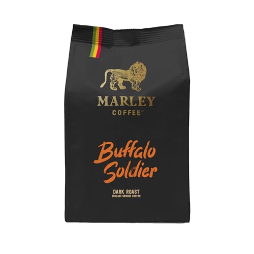 Buffalo Soldier Strong Dark Roast Organic Ground Coffee 227g - Marley Coffee - From The Marley Family - V60 Filter Cafetiere Aeropress - Strength 5