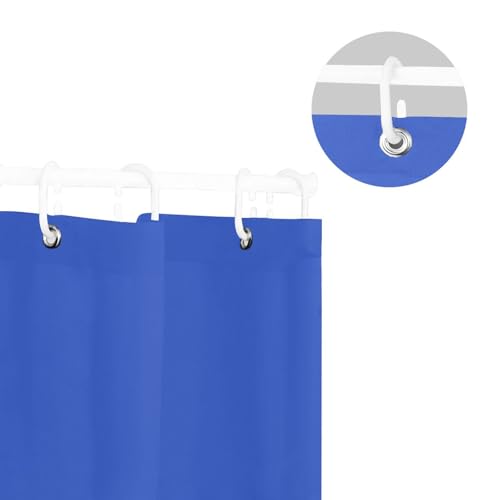 Doublure de rideau de douche imperméable bleu roi en polyester lavable avec crochets - 6