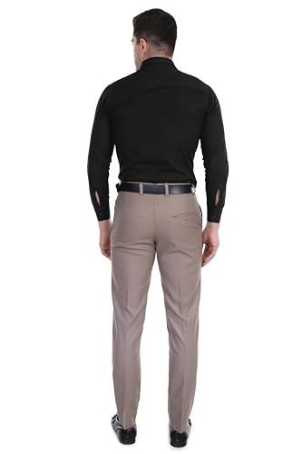 Image of Men's Stretchable Solid Plain Formal Trousers - Regular Fit Stylish Pants for Office & Party, Fashionable Dress Trousers for Men