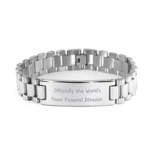 Officially The World. Funeral Director Ladder Bracelet, Fun Funeral Director Gifts, Engraved Bracelet for Men Women from Friends, Funeral Director Gift Ideas, Unique Funeral Director Gifts,