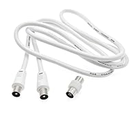 JZK 1.5m TV-Antennen-Verlängerungskabel RF Stecker auf Stecker mit Buchse Adapter Koppler Anschluss, Antennen-Koaxial-Satellitenkabel für DVD-Videorecorder, Sky, Virgin, BT-Receiver, TV-Box