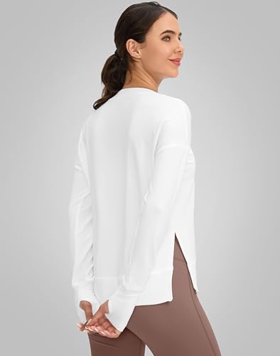 G Gradual Sweatshirt for Women Buttery Soft Yoga Tops Crewneck Modal Pullover Shirts Side Slit Thumb Holes3