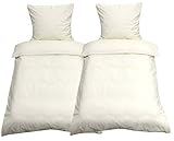 Leonado Vicenti Bettwäsche 135x200 4teilig Renforce 100% Baumwolle Uni mit Reißverschluss, Farbe:Beige