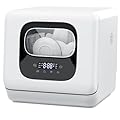 Joy Pebble Countertop Dishwasher, 28 Pieces Dishes/Cycle, 6 Washing Programs&Hot Drying, Dish Washer with 360°Dual Spray, with Child Lock&Delayed Start, Portable Dishwasher for Apartment/RV/Dorm