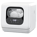 Joy Pebble Countertop Dishwasher, 28 Pieces Dishes/Cycle, 6 Washing Programs&Hot Drying, Dish Washer with 360°Dual Spray, with Child Lock&Delayed Start, Portable Dishwasher for Apartment/RV/Dorm