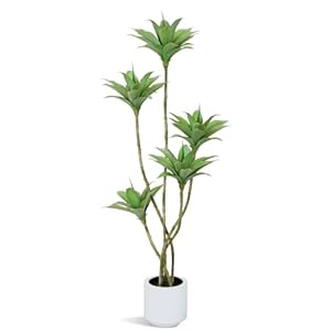 Artificial Trees 51 Ft Water Lilies with 5 Heads Potted Faux Floor Plants for Living Room Decor Fake Silk Plants for Home Decor Indoor Office Garden Outdoor Tree