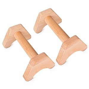 Wooden Parallettes Gravity Fitness,Joint-friendly Push Up Handstand Bars & Mini Bars Non-Slip for Fitness, Gymnastics, Aerobics, Bodybuilding-Non-slip and Durable-1 Pair