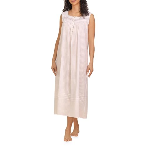 Image of Eileen West Sleepwear & Loungewear for Women - Dobby Stripe Collection - 100% Cotton Lightweight Breathable Long Nightgown