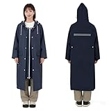 [benxiaohai] レインコート 自転車 メンズ レディース｜二重透明バイザー リュック対応｜防水 防風 超撥水 ロング丈 雨具 通勤 通学 梅雨対策 (ネイビー, XL)