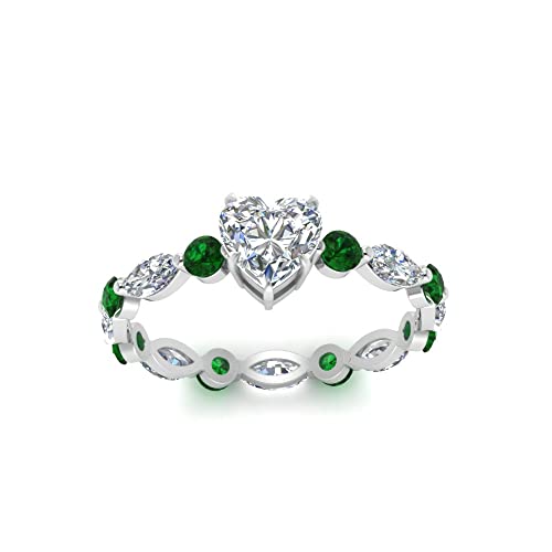 Anillo de eternidad moderno para bodas y diario en plata con piedra corazón 55Carat