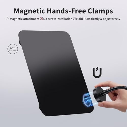 Image of Helping Hands Soldering Station with 5X Magnifying Glass, Soldering Holder Metal Circuit Board Holder 4 Flexible Metal Arms Magnetic Helping Hand for Soldering, Assembly, Repair