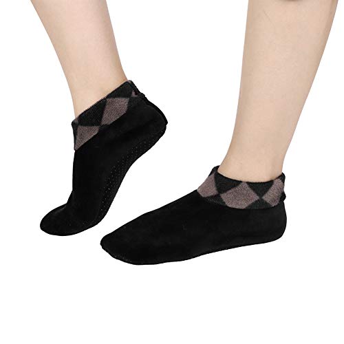Image of Womens Non Slip Grip Socks Leopard Print Soft Cozy Thick House Indoor Boot Sock Shoes Winter Thermal Fleece Slipper Socks