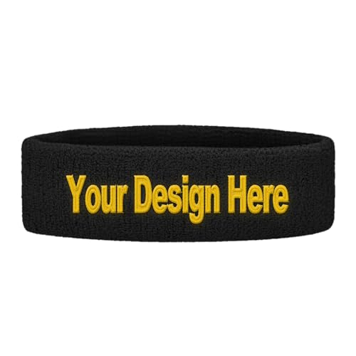 TopTie 100 Pack Embroidered Sport Sweatbands Headband, Personalized Sweat Headbands for Basketball Tennis Football (Black)