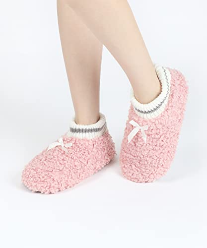 Image of DICUIRD Womens Fleece Slipper Socks Non-Slip Grippers Indoor Slippers