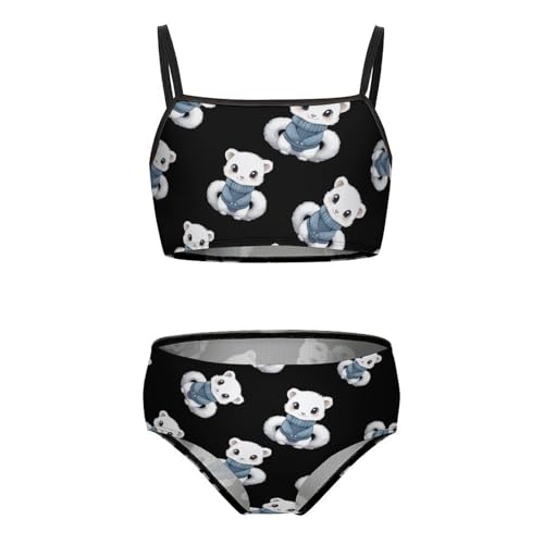 White Mink Girls Bikini Swimsuit Two Piece Bathing Suit Beach Swimwear - Main Image