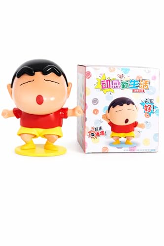 Image of Crayon Shin-chan Dancing Action Figure with Clockwork - Funny Anime Toy, Moving Head & Arms, Cute Desk Decor, Car Dashboard Ornament, Collectible Gift for Kids (Shin-chan Dancing Toy)