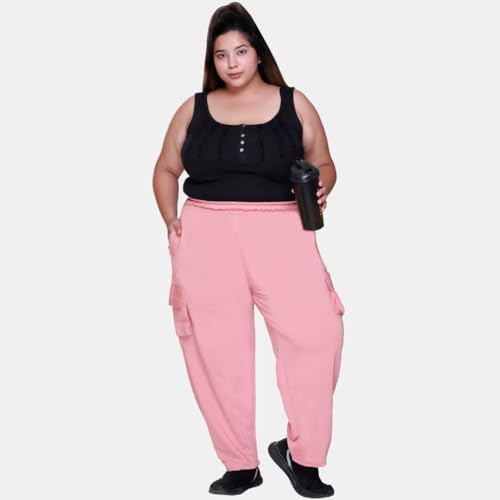 Image of White Moon Plus Size Women's 4 Pocket Cargo Joggers for Gym - Comfortable Track Pants for Women, Cotton Jogger, Ideal Track Pants for Women, Cargo Joggers for Everyday Wear (Pack of 2)