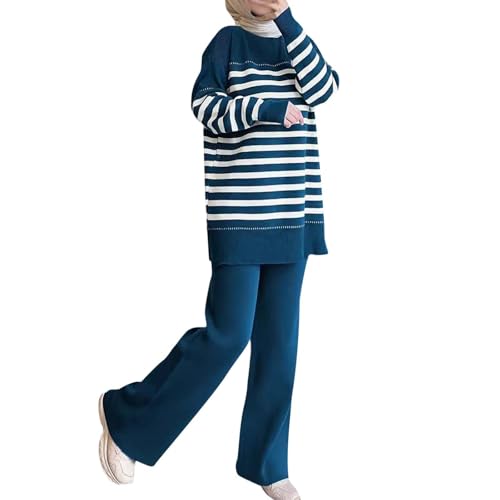 Biografia, set lungo da donna, a righe, tinta unita, alla moda ed elegante, set da due pezzi, maxi abito nero, multicolore, L