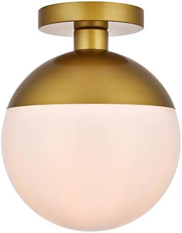 Eclipse 10 Inch 1-Light Flush Mount in Brass & Frosted White