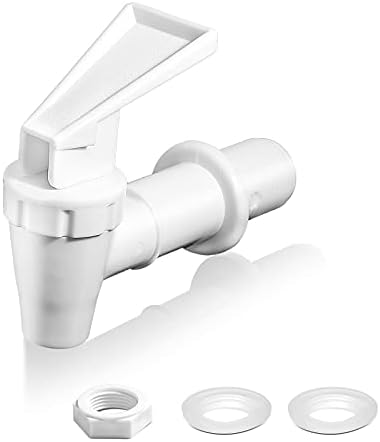 Lanzeuta 2 Sets BPA-Free Replacement Cooler Faucet, White Water Dispenser Tap Set, Reusable Plastic Spigot Spout Water Beverage Lever Pour Dispenser Valve Water Crock Tap