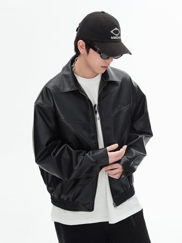 Veste en cuir vintage lâche l'esprit rétro à partager à deux