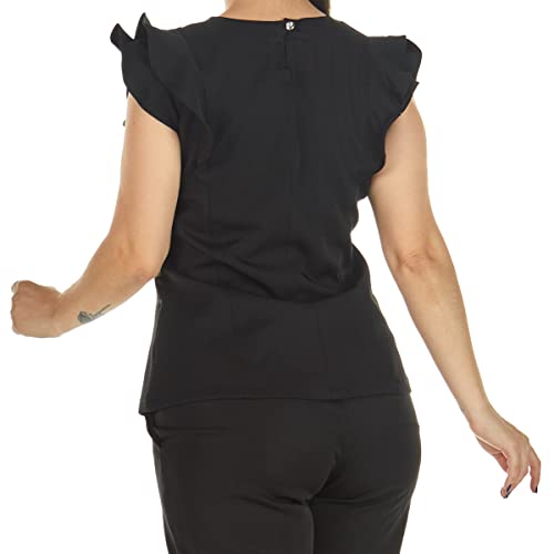 Blusa Scrub Babados Preto Cor:Preto;Tamanho:PP