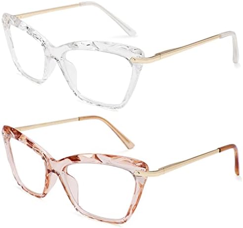 COASION Non-prescription Clear Lenses Eye Glasses for Women Cat Eye Glasses Small Frame With Spring Hinges