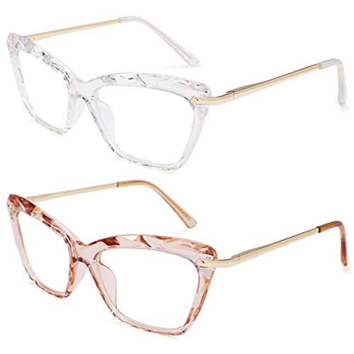 COASION Non-prescription Clear Lenses Eye Glasses for Women Cat Eye Glasses Small Frame With Spring Hinges