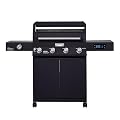 Monument Grills 4-Burner Liquid Propane Gas Smart bbq Grill Denali 425 with Smart technology, Side Burner and LED Controls, Black
