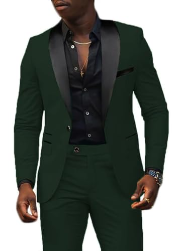Men's 2 Piece Suit One Button Slim Fit Formal Wedding Prom Tuxedo Suits Blazer Pants Set UOU67